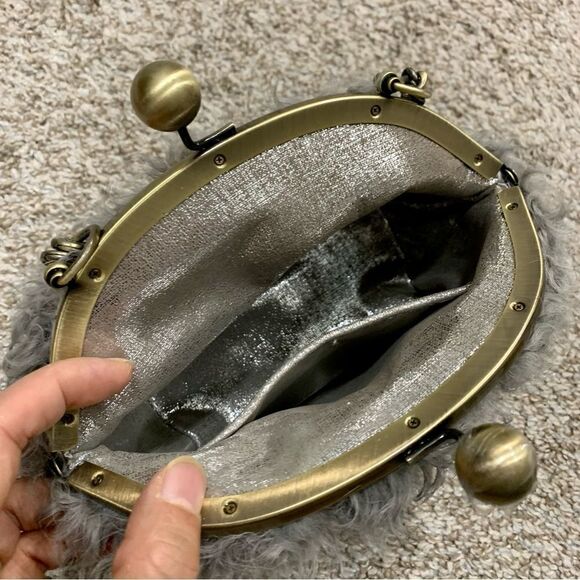 Handmade Genuine Curly Shearling Kisslock Wristlet/Shoulder Bag/Crossbody - Picture 16 of 16